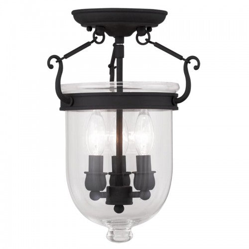 3 Light Black Ceiling Mount Semi Flush Livex