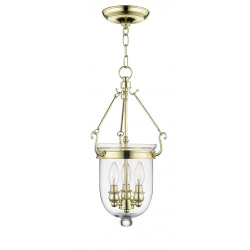 3 Light Polished Brass Chain Lantern Pendant Livex