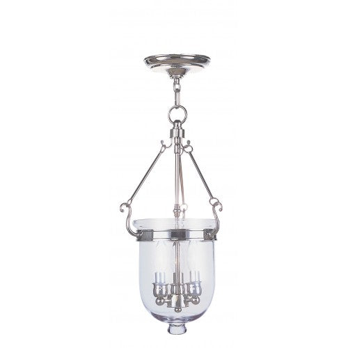 3 Light Polished Nickel Chain Lantern Pendant Livex