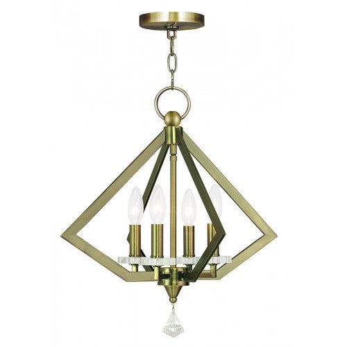 4 Light Antique Brass Chandelier Chandelier Livex