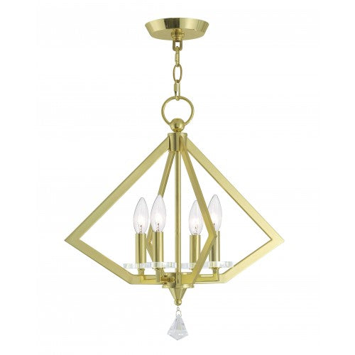 4 Light Polished Brass Chandelier Chandelier Livex