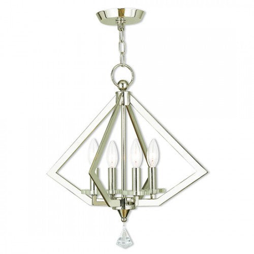 4 Light Polished Nickel Chandelier Chandelier Livex