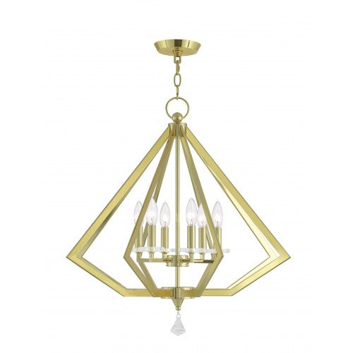 6 Light Polished Brass Chandelier Chandelier Livex