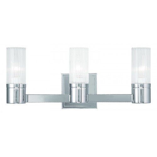 3 Light Polished Chrome Bath Light Wall Sconce Livex