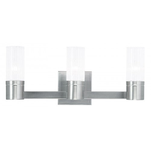 3 Light Brushed Nickel Bath Light Wall Sconce Livex