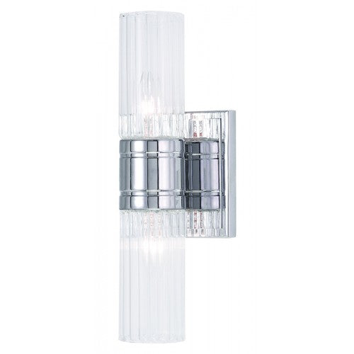 2 Light Polished Chrome Bath Light Wall Sconce Livex