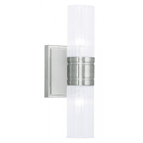 2 Light Brushed Nickel Bath Light Wall Sconce Livex