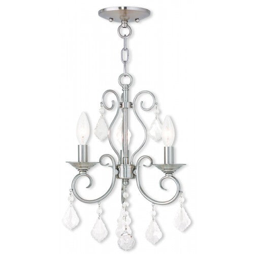 3 Light Brushed Nickel Chandelier/Ceiling Mount Chandelier Livex