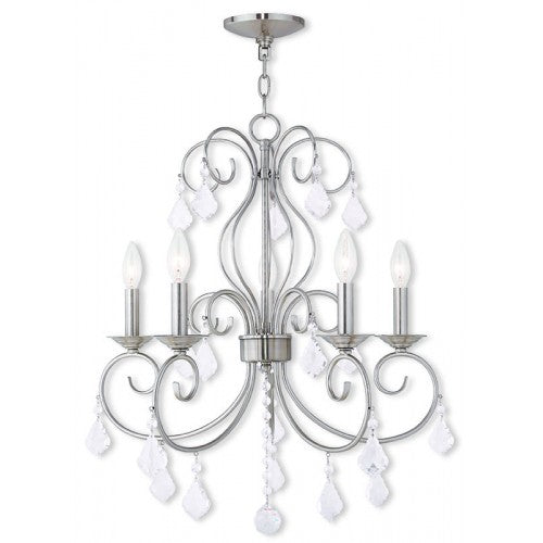 5 Light Brushed Nickel Chandelier Chandelier Livex