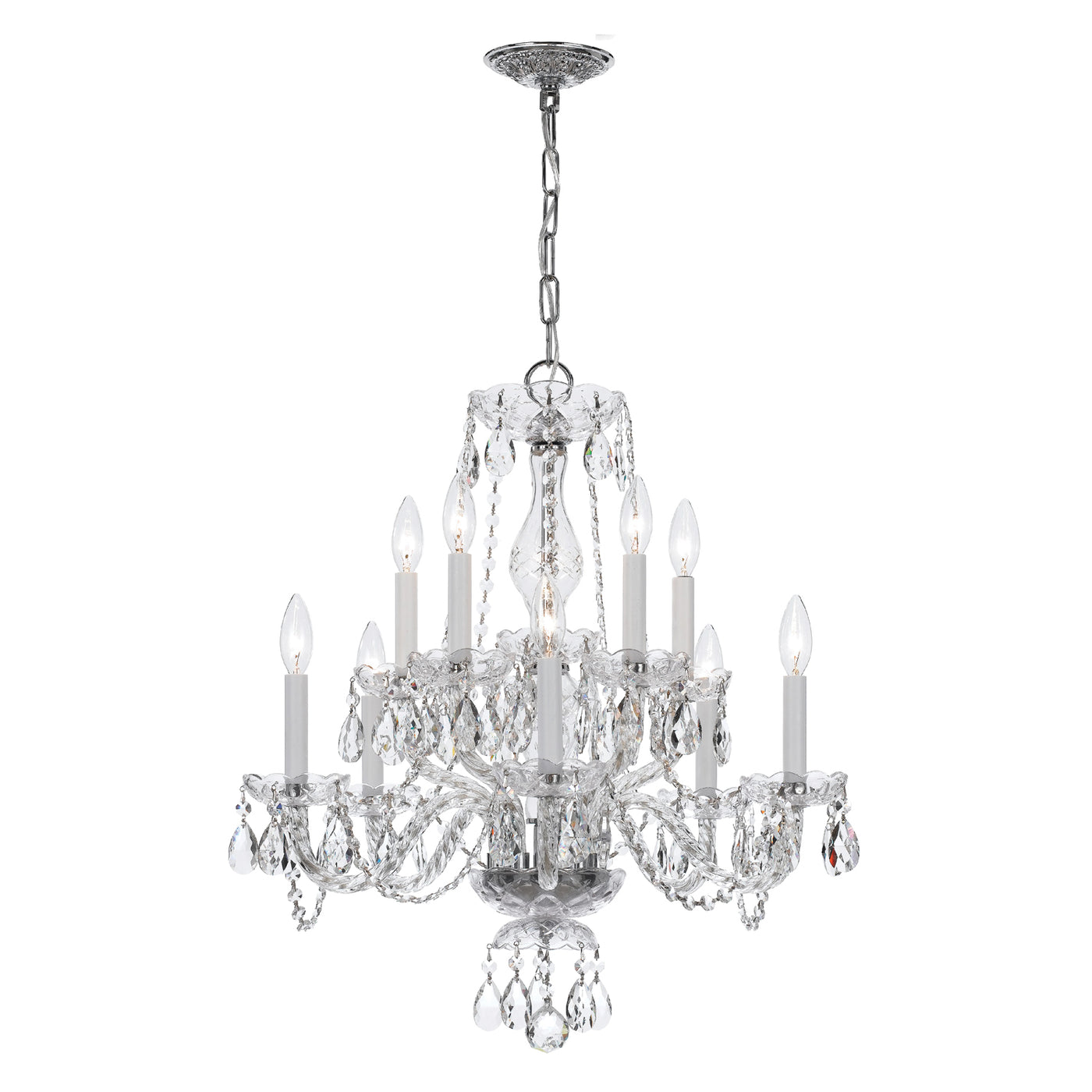 Traditional Crystal 10 Light Clear Crystal Polished Chrome Chandelier Chandelier Crystorama