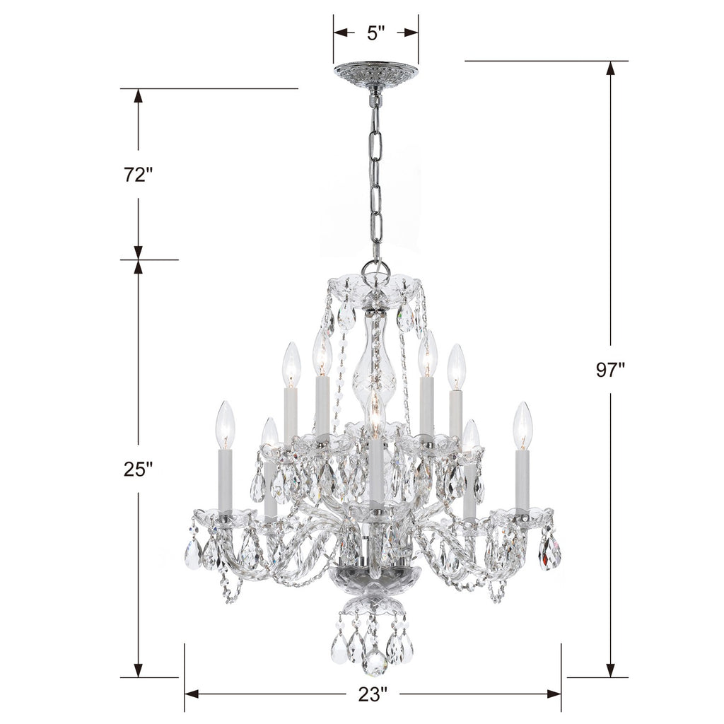 Traditional Crystal 10 Light Clear Crystal Polished Chrome Chandelier Chandelier Crystorama