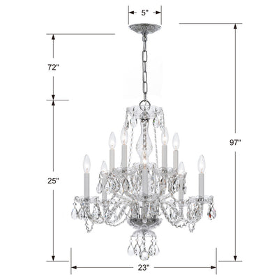 Traditional Crystal 10 Light Clear Crystal Polished Chrome Chandelier Chandelier Crystorama