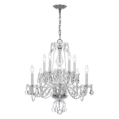 Traditional Crystal 10 Light Swarovski Strass Crystal Polished Chrome Chandelier Chandelier Crystorama