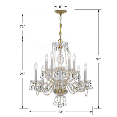 Traditional Crystal 10 Light Clear Crystal Polished Brass Chandelier Chandelier Crystorama