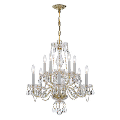 Traditional Crystal 10 Light Swarovski Strass Crystal Polished Brass Chandelier Chandelier Crystorama