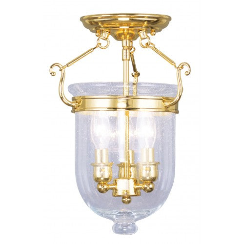 3 Light Polished Brass Ceiling Mount Semi Flush Livex