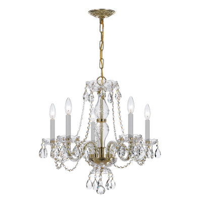 Traditional Crystal 5 Light Clear Crystal Polished Brass Chandelier Chandelier Crystorama