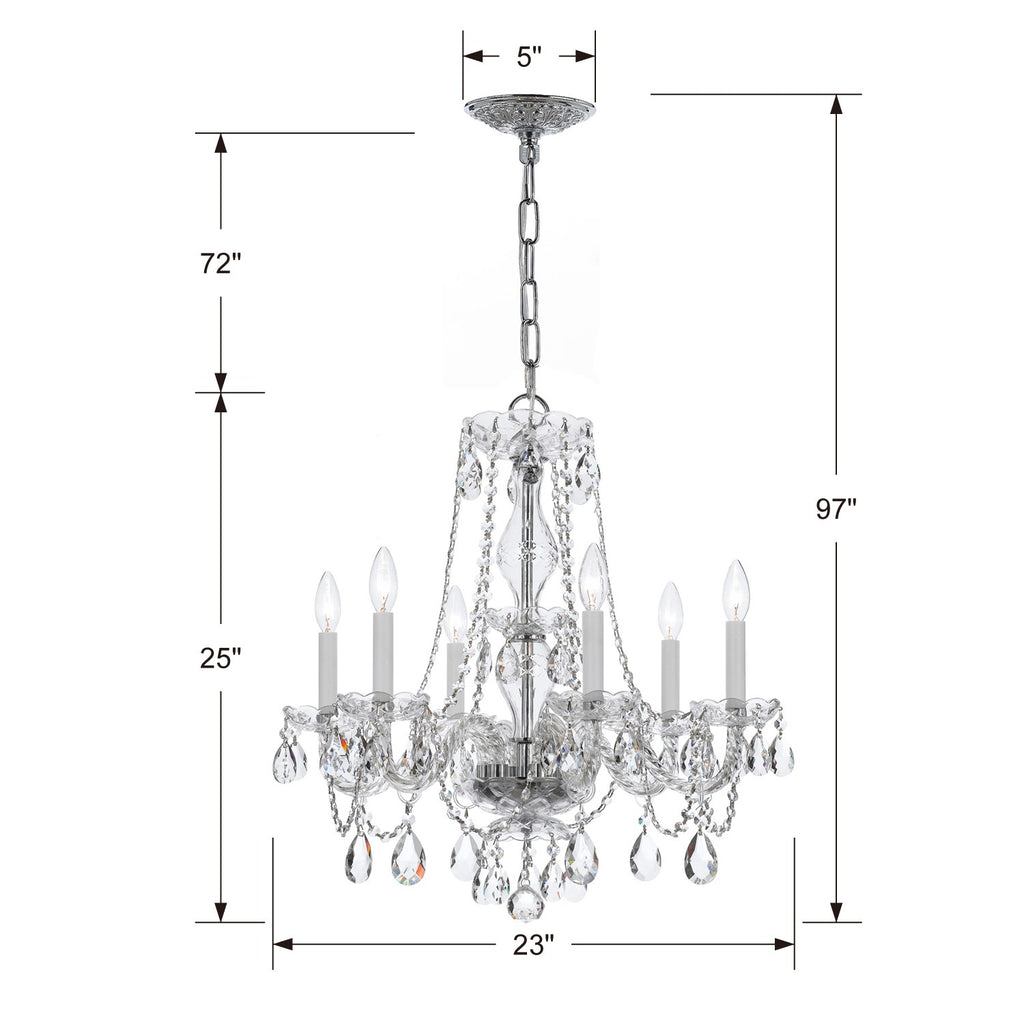 Traditional Crystal 6 Light Crystal Polished Chrome Chandelier Chandelier Crystorama