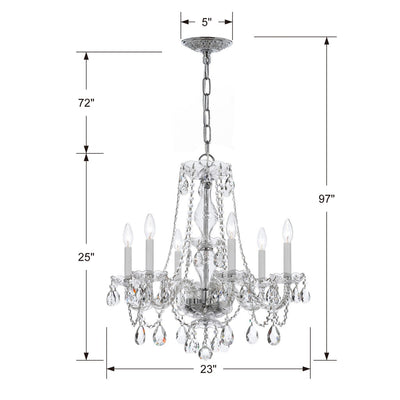 Traditional Crystal 6 Light Crystal Polished Chrome Chandelier Chandelier Crystorama