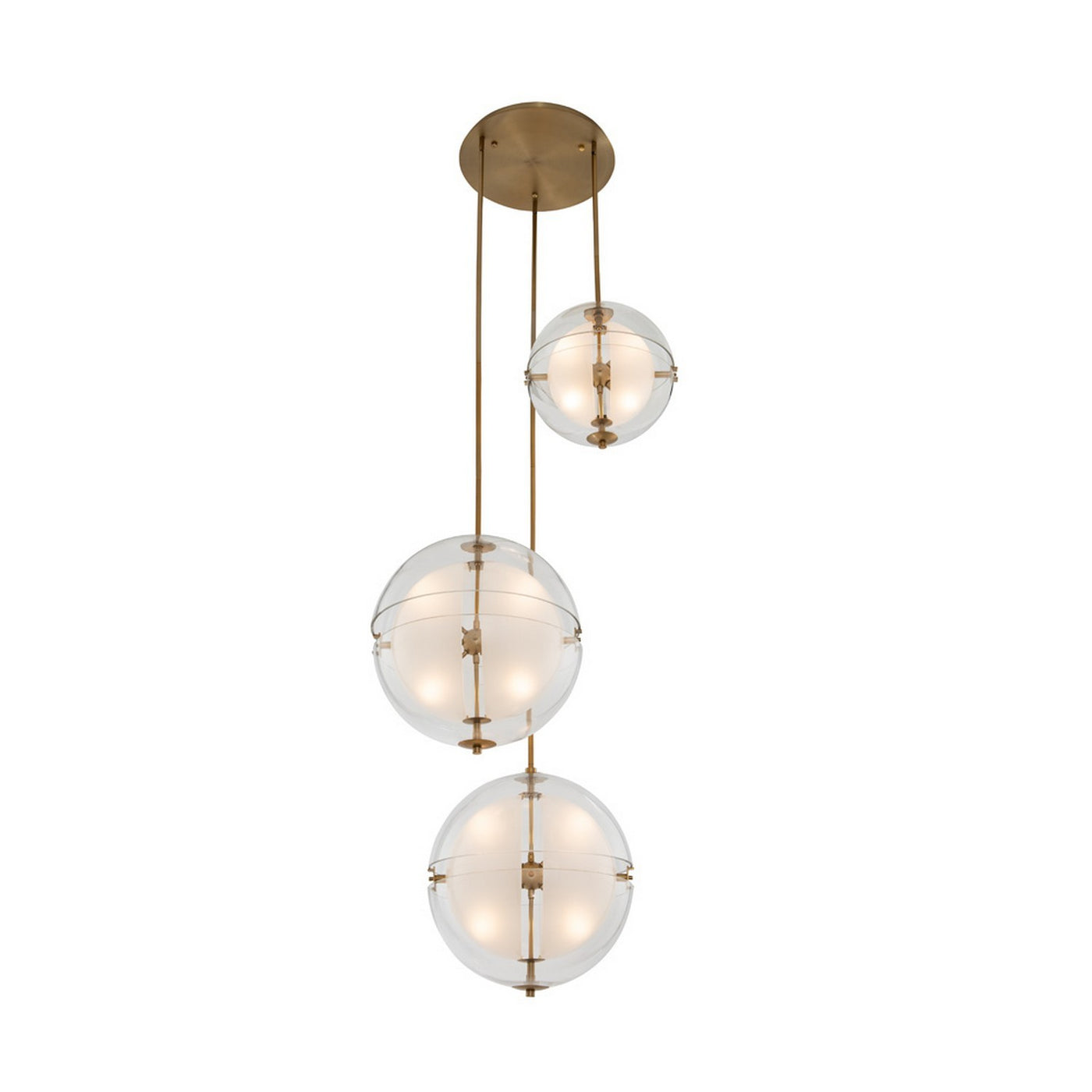 Sussex 3 Orb Multi Drop Foyer (14"+18"+18") Chandelier Kalco