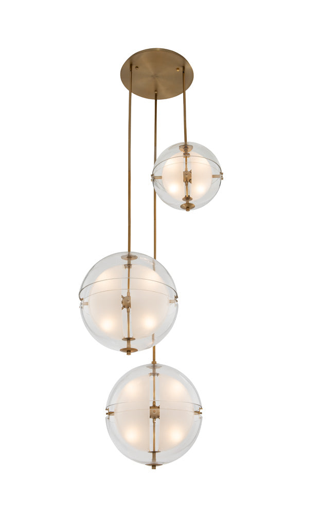 Sussex 3 Orb Multi Drop Foyer (14"+14"+18") Chandelier Kalco