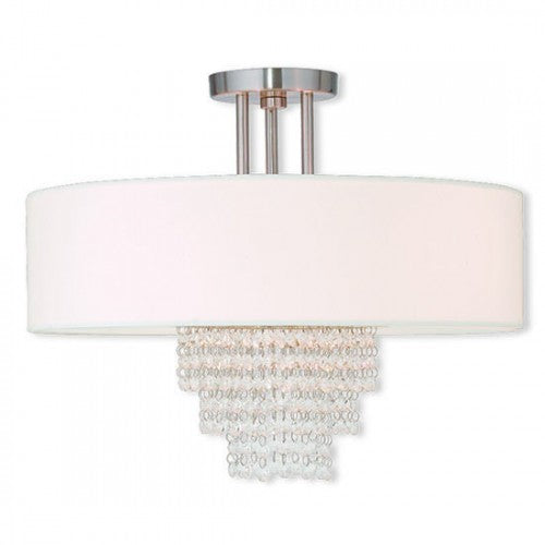 4 Light Brushed Nickel Ceiling Mount Semi Flush Livex