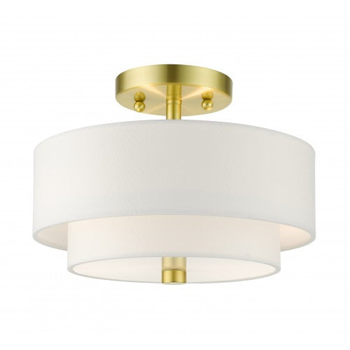 2 Light Satin Brass Semi Flush Semi Flush Livex