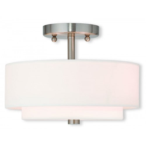 2 Light Brushed Nickel Ceiling Mount Semi Flush Livex