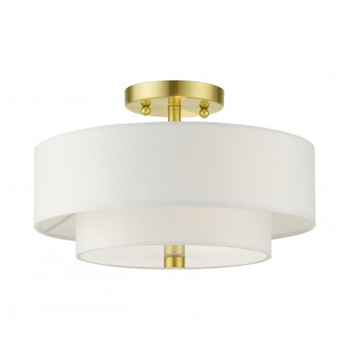 2 Light Satin Brass Semi Flush Semi Flush Livex