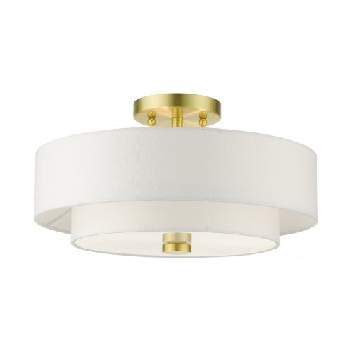 3 Light Satin Brass Semi Flush Semi Flush Livex