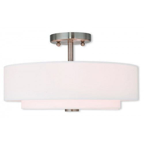 3 Light Brushed Nickel Ceiling Mount Semi Flush Livex