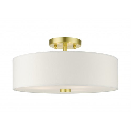 3 Light Satin Brass Semi Flush Semi Flush Livex