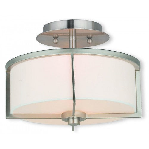 2 Light Brushed Nickel Ceiling Mount Semi Flush Livex