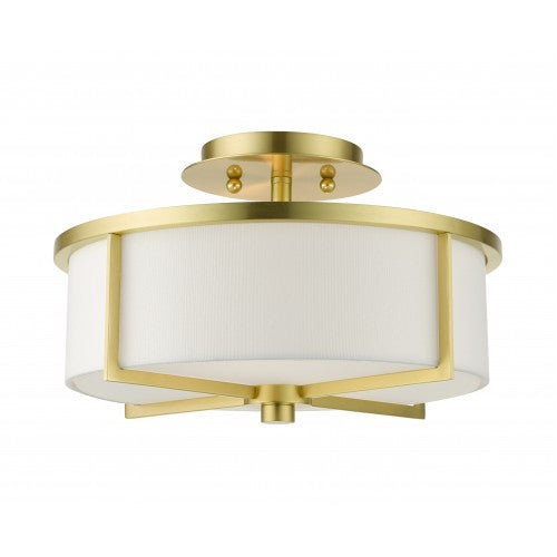 2 Light Satin Brass Semi Flush Semi Flush Livex