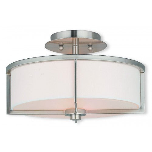 2 Light Brushed Nickel Ceiling Mount Semi Flush Livex