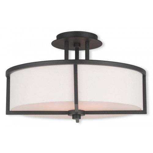 3 Light Bronze Ceiling Mount Semi Flush Livex