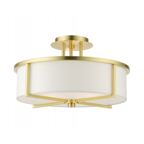 3 Light Satin Brass Semi Flush Semi Flush Livex