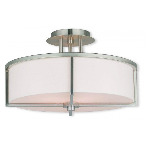 3 Light Brushed Nickel Ceiling Mount Semi Flush Livex