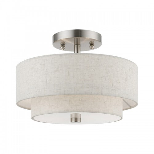 2 Light Brushed Nickel Semi-Flush Semi Flush Livex