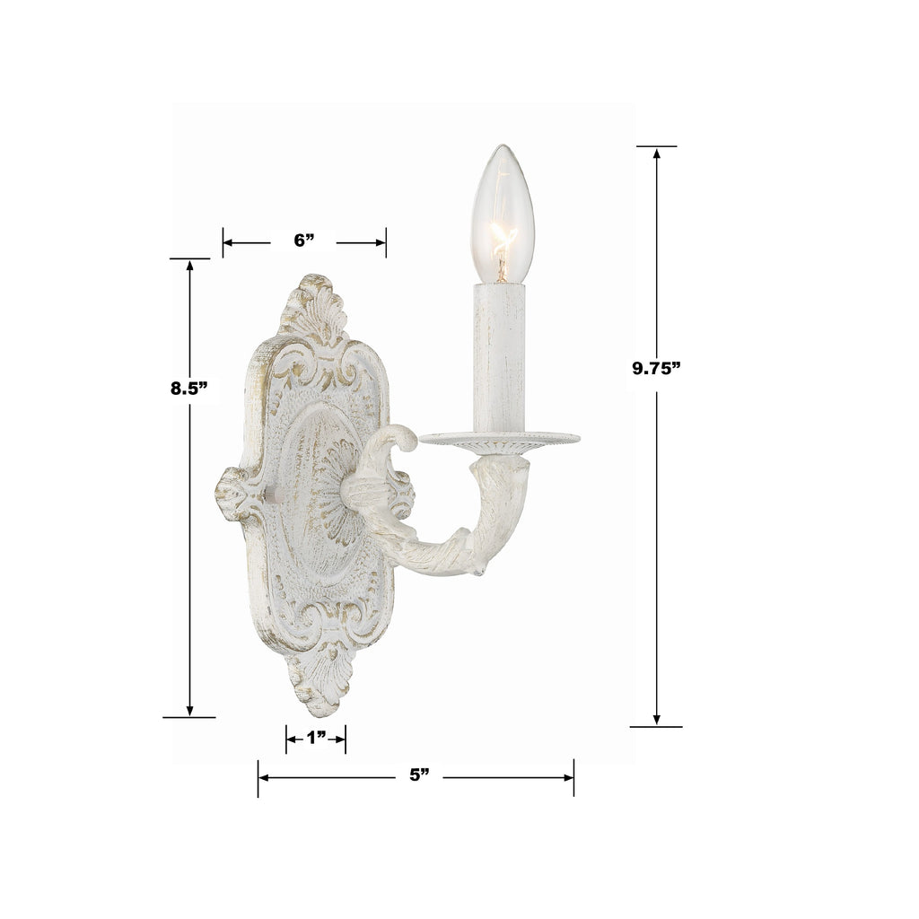 Paris Market 1 Light Antique White Sconce Wall Sconce Crystorama