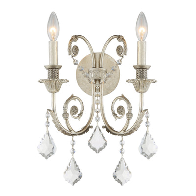 Regis 2 Light Swarovski Strass Crystal Olde Silver Sconce Wall Sconce Crystorama