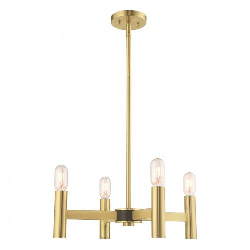 4 Light Satin Brass Chandelier Chandelier Livex