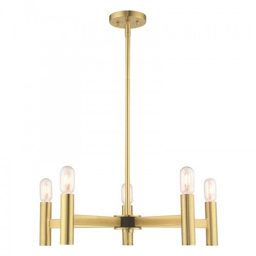 5 Light Satin Brass Chandelier Chandelier Livex