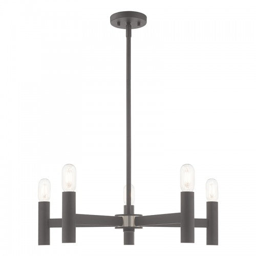 5 Light Scandinavian Gray Chandelier Chandelier Livex