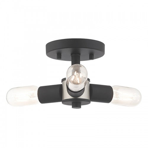 3 Light Black Ceiling Mount Semi Flush Livex