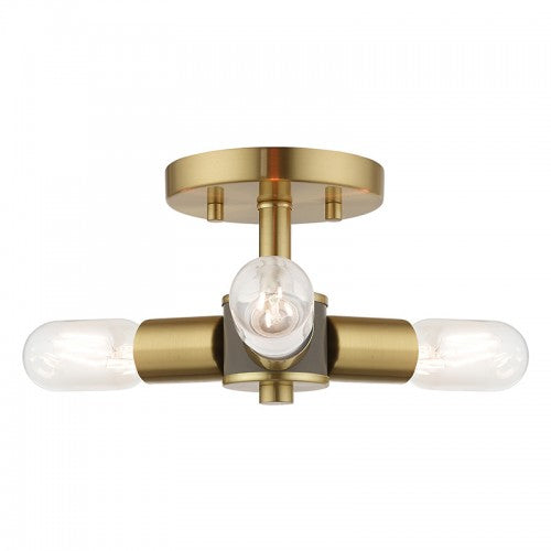 3 Light Satin Brass Ceiling Mount Semi Flush Livex