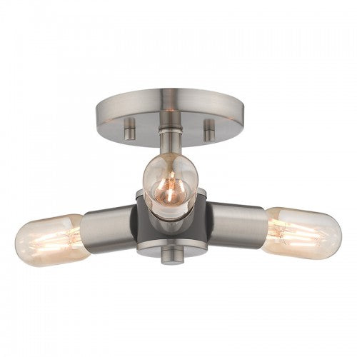 3 Light Brushed Nickel Ceiling Mount Semi Flush Livex