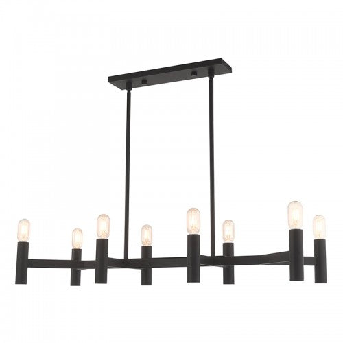 8 Light Black Linear Chandelier Linear Livex