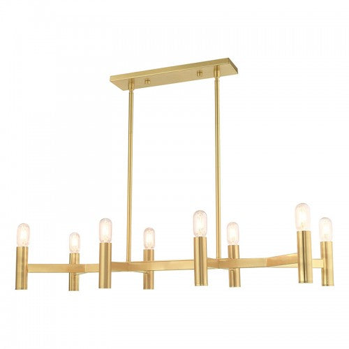 8 Light Satin Brass Linear Chandelier Linear Livex