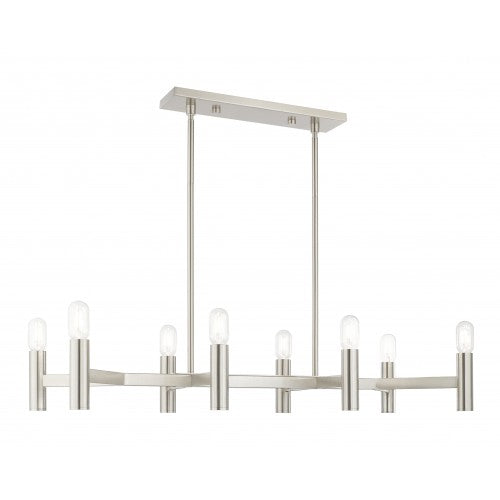 8 Light Brushed Nickel Linear Chandelier Linear Livex